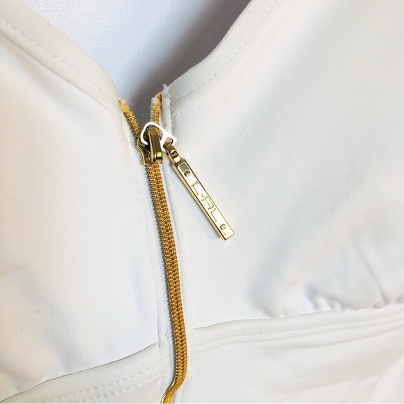 RALPH Lauren white one-piece gold front zip swimsuit 8 - Picture 4 of 12